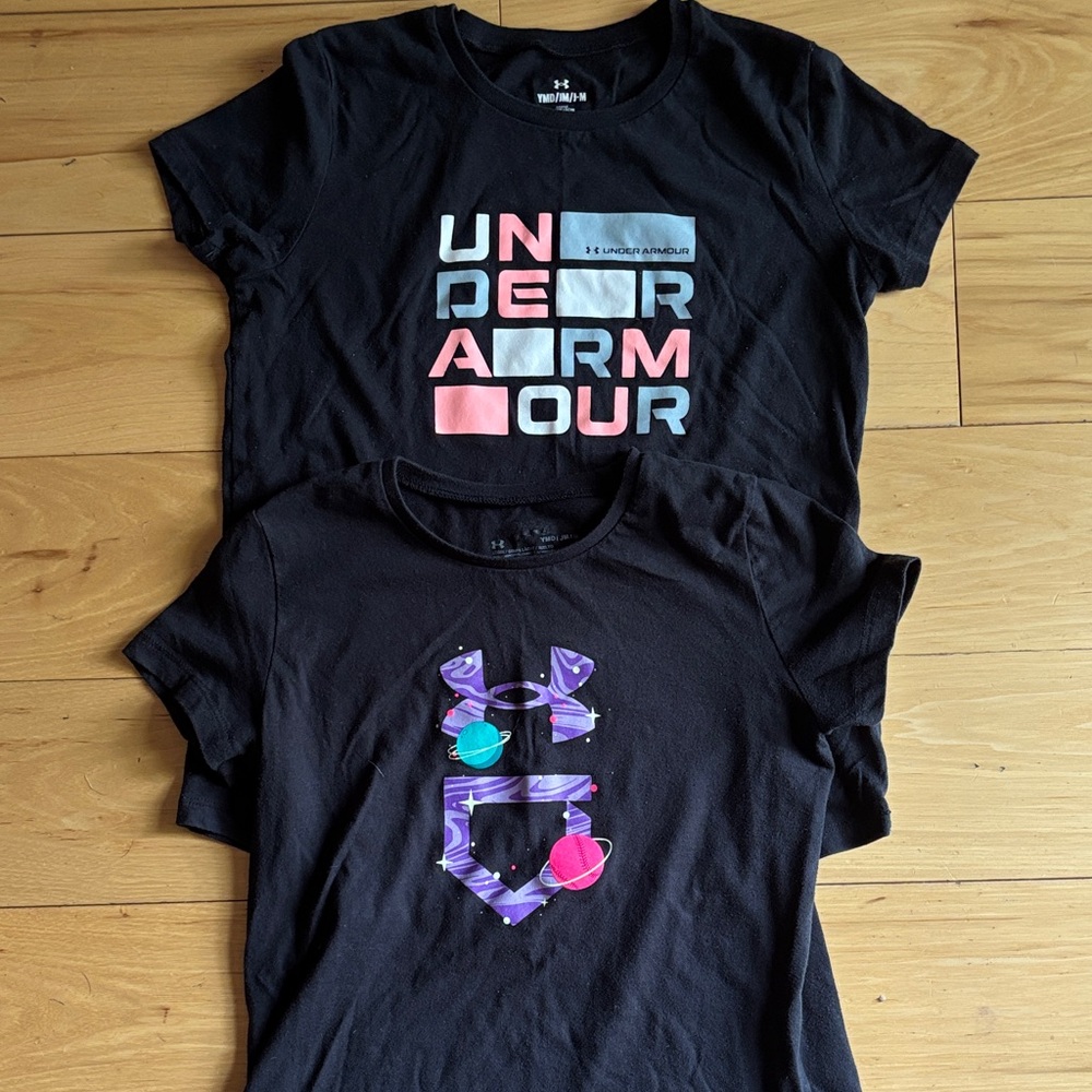 Girls Size M Under Armour Graphic Designs Tees Bundle